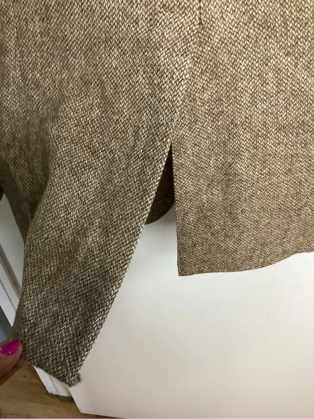 Vintage Taupe Herringbone Sport Coat with Notch Lapel 40R
